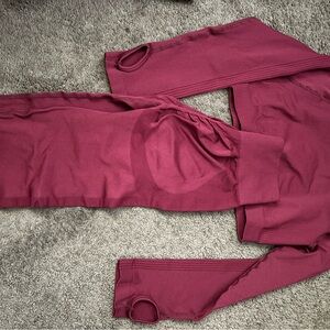 Burgundy Long Sleeve Activewear Set